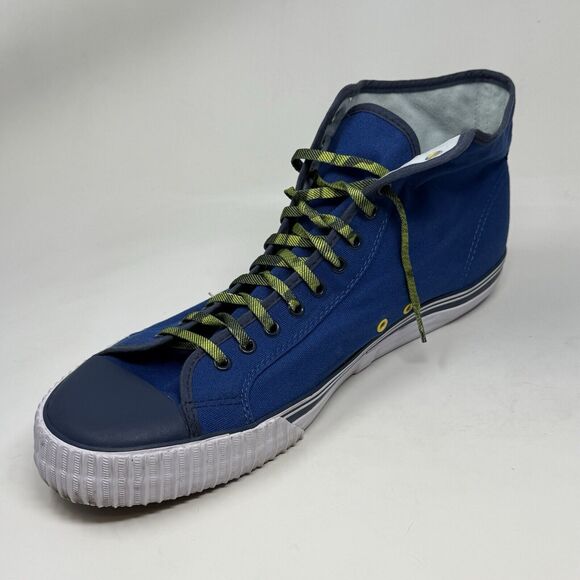 PF Flyers Center Hi Reiss Sneakers Mens 17 Blue Yellow Canvas Retro Shoes - Picture 7 of 14
